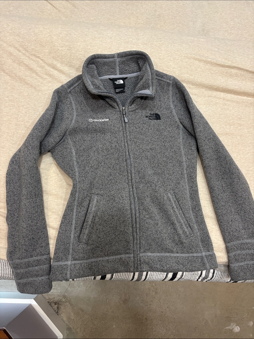 The North Face Women's Heather Gray Full-Zip Teddy Fleece Jacket